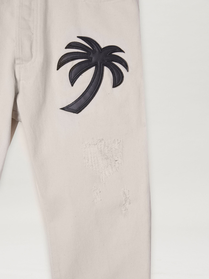 CURVED PALM TREE REGULAR DENIM PANTS 8