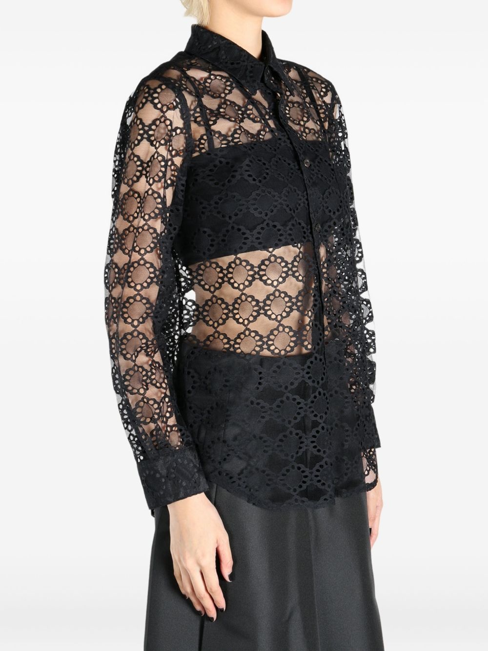sheer lace shirt - 3