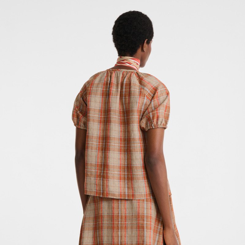 Longchamp Shirt Amber - Plaid linen outlook