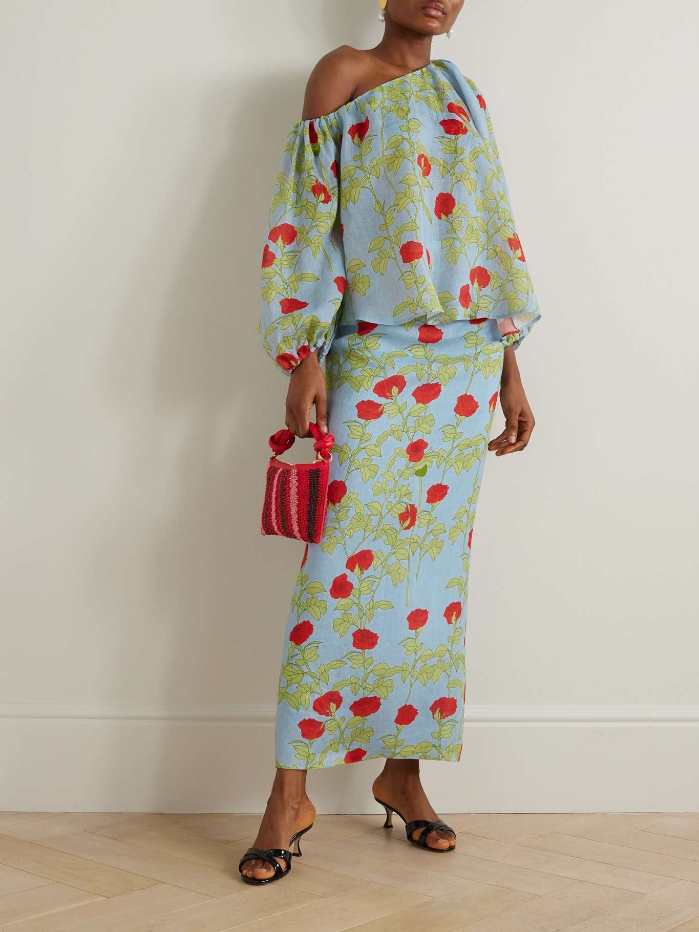 Norma floral-print linen maxi skirt - 2