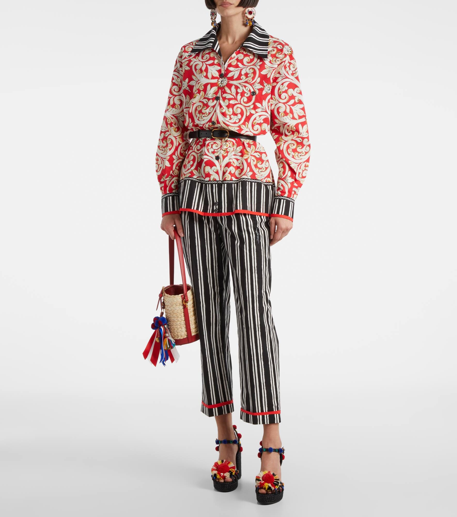 Striped cotton straight pants - 2
