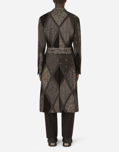 Dolce & Gabbana Double-breasted coat in a wool, cotton and cashmere patchwork outlook