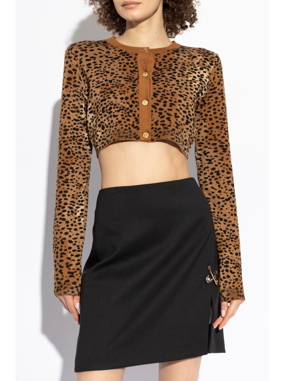 leopard-print cropped cardigan - 3