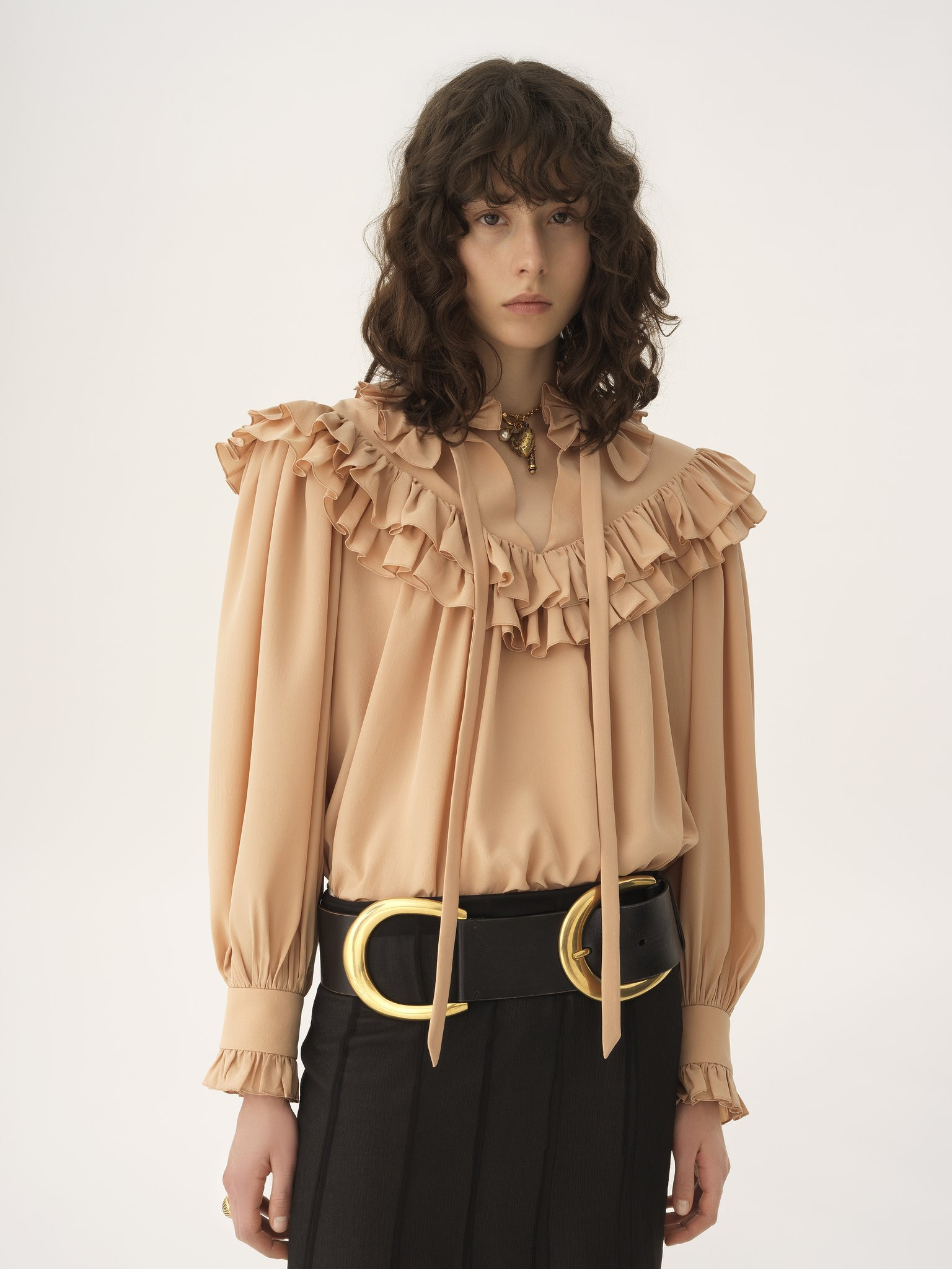 OVERSIZED RUFFLE TOP IN CRÊPE DE CHINE - 4