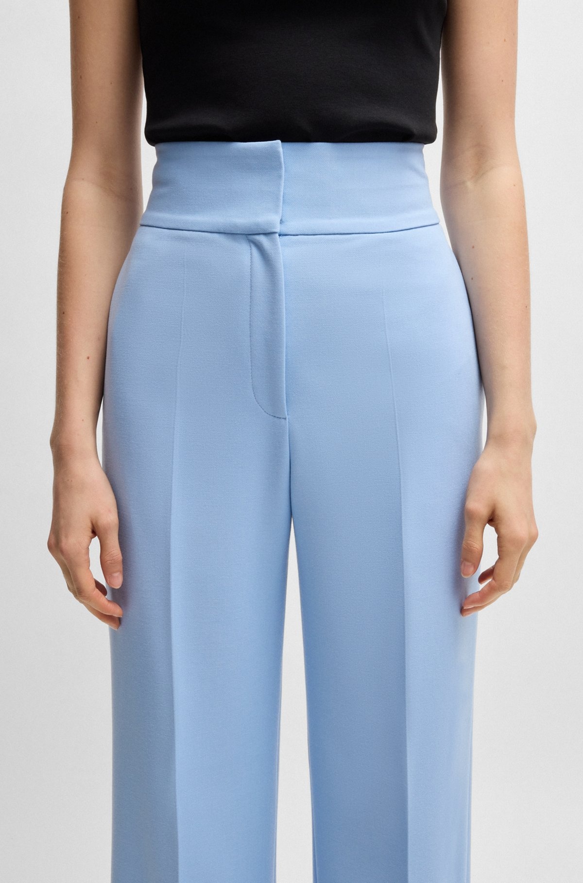 HUGO REGULAR-FIT HIGH-WAISTED TROUSERS WITH FLARED LEG