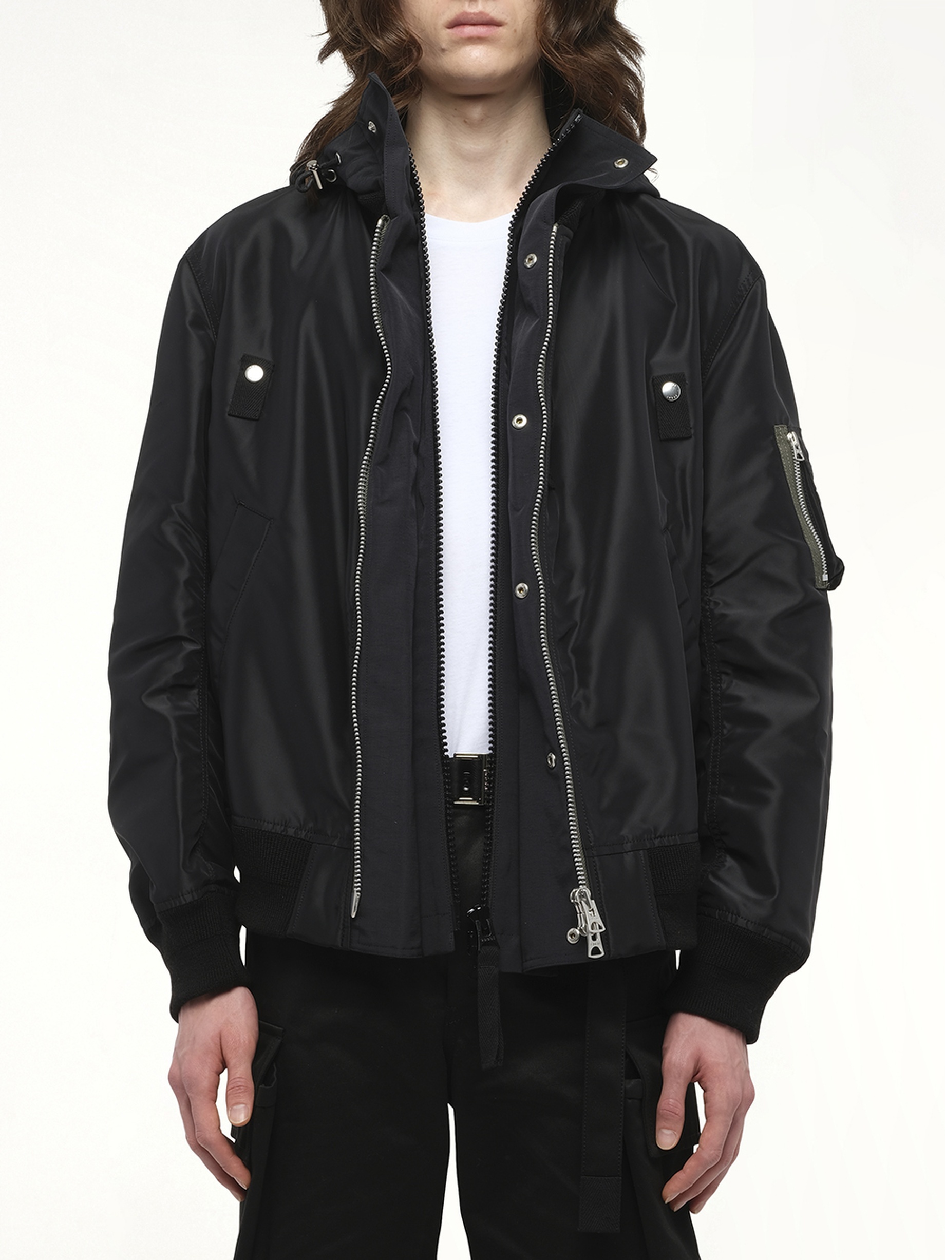 Nylon Twill x Grosgrain Blouson in Black - 1