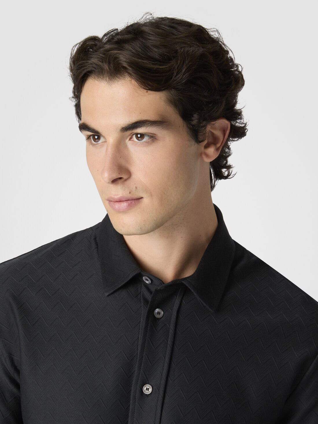 Zigzag Jersey Cotton Shirt Tone on Tone - 5