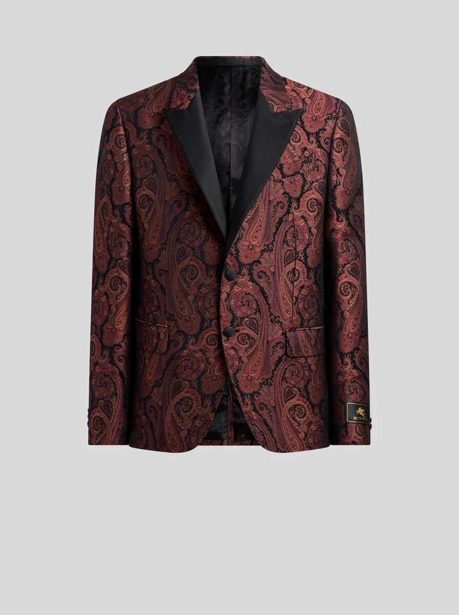 CHENILLE JACQUARD SINGLE-BREASTED JACKET WITH PAISLEY MOTIF - 1