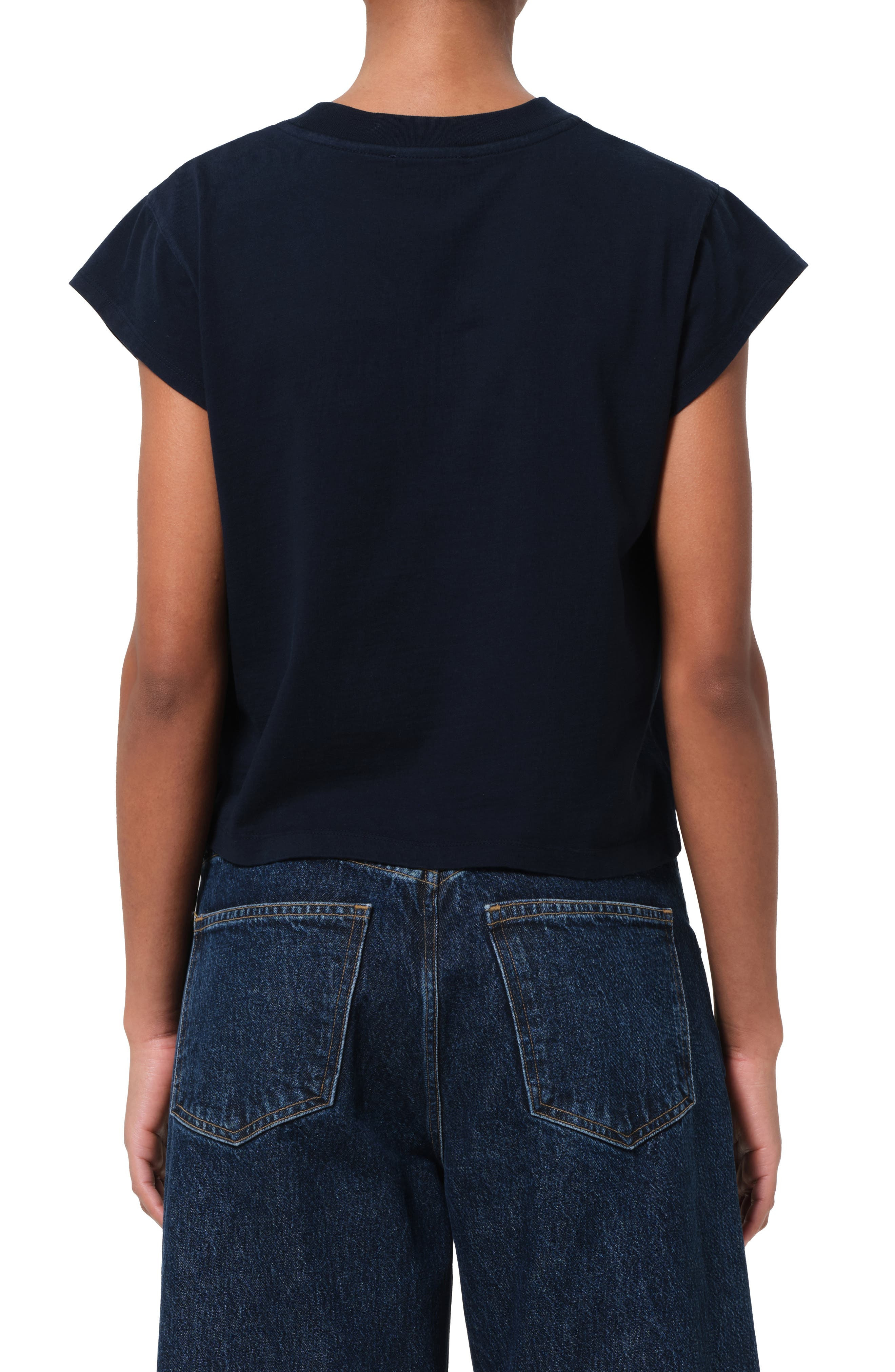 AGOLDE Bryce Cap Sleeve T-Shirt in Storm Dark Navy at Nordstrom - 2