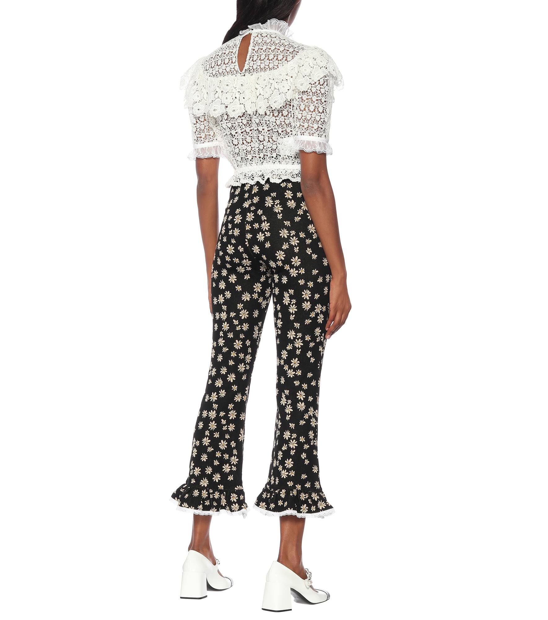Floral high-rise flared pants - 3