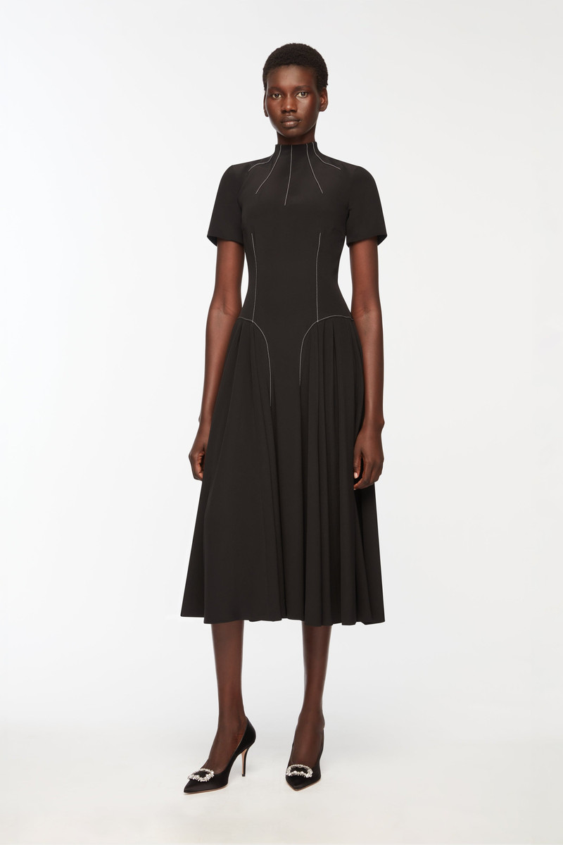 EMILIA WICKSTEAD Neptune Dress In Black Silk Crepe De Chine outlook