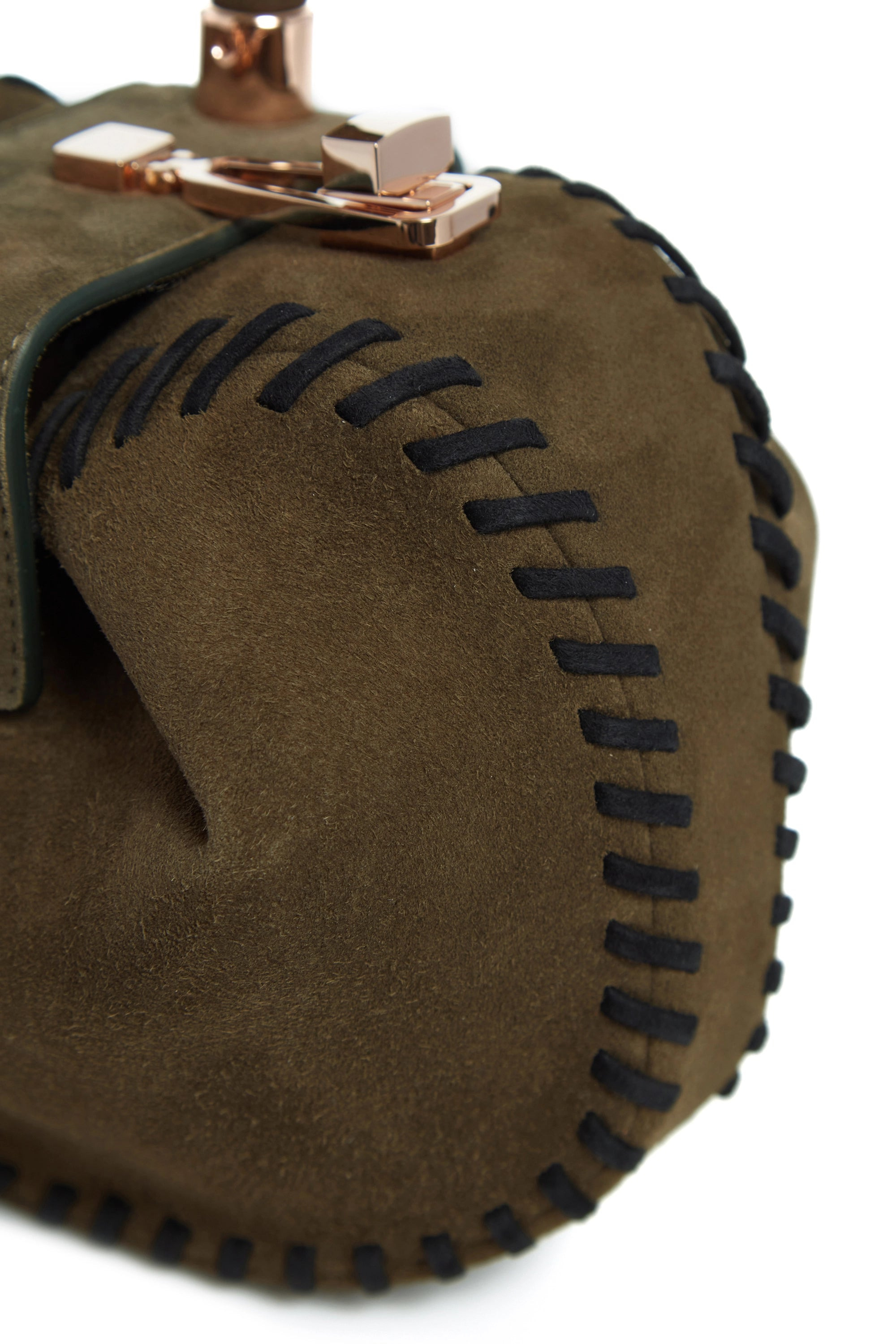 Whipstitch Demi Bag in Olive Suede - 5