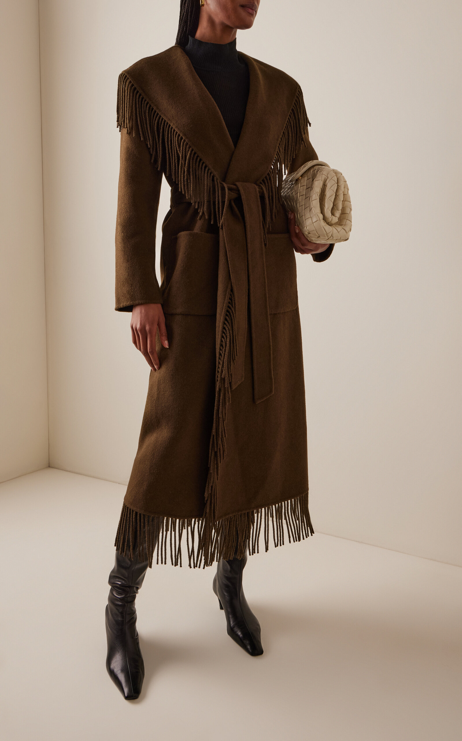Carrie Fringe Robe Coat brown - 2