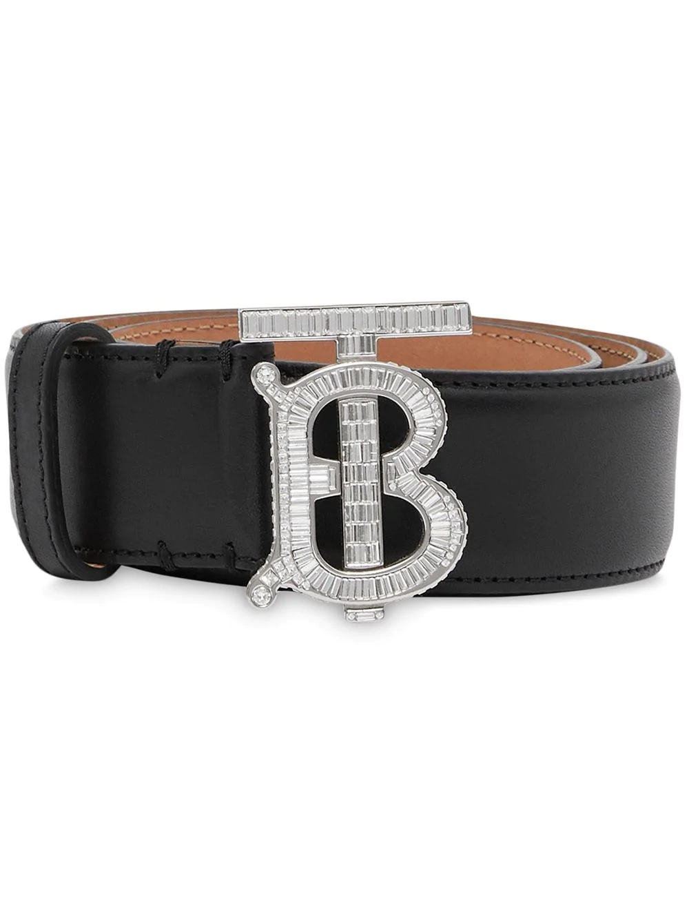 crystal monogram buckle belt - 1