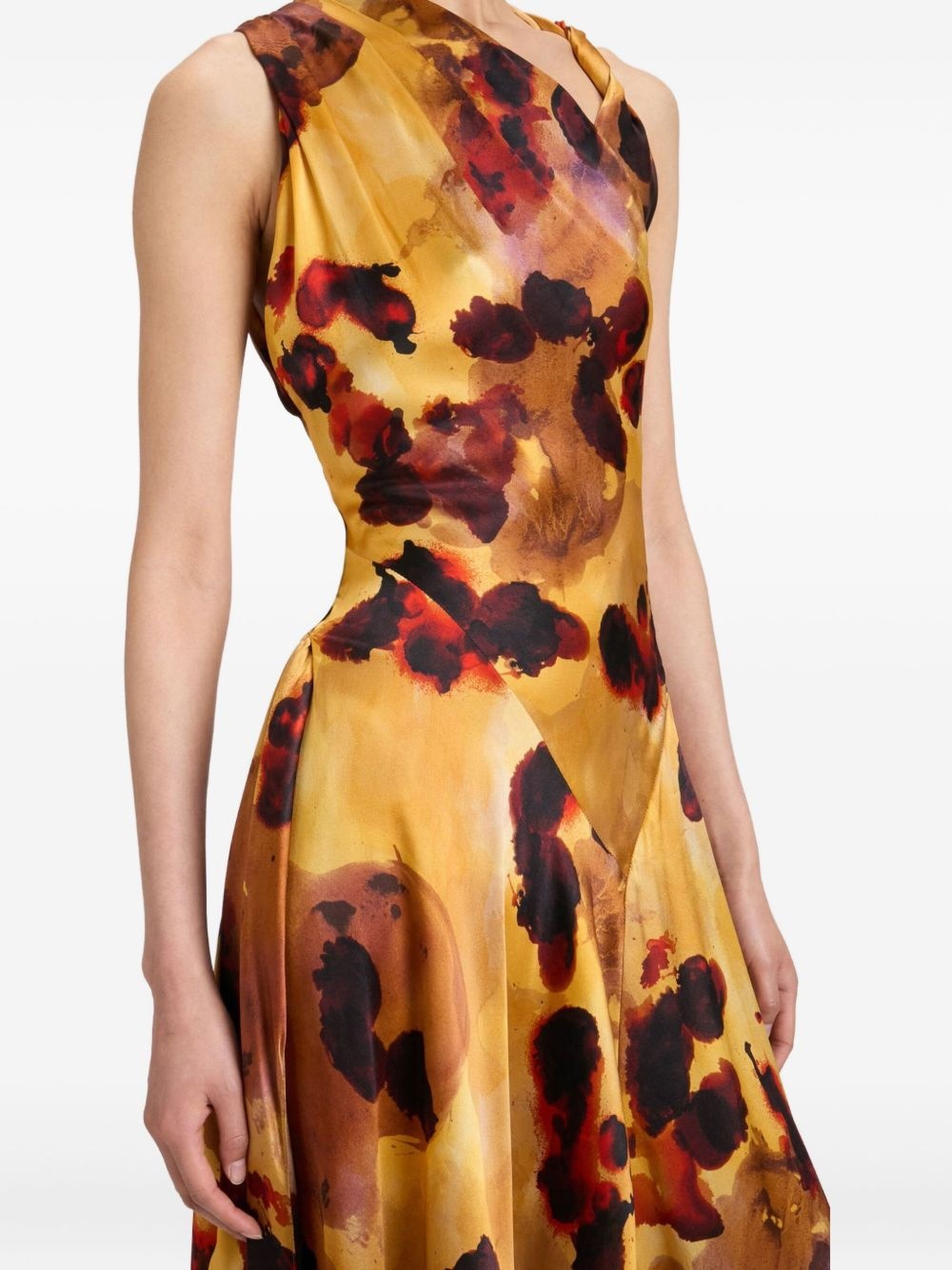 draped floral-print asymmetric dress - 5