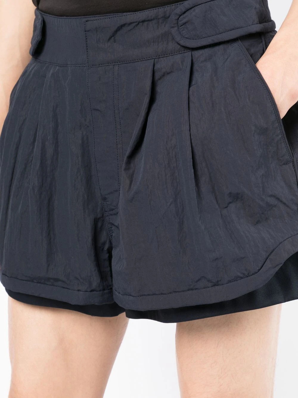 crease-effect pleated shorts - 5