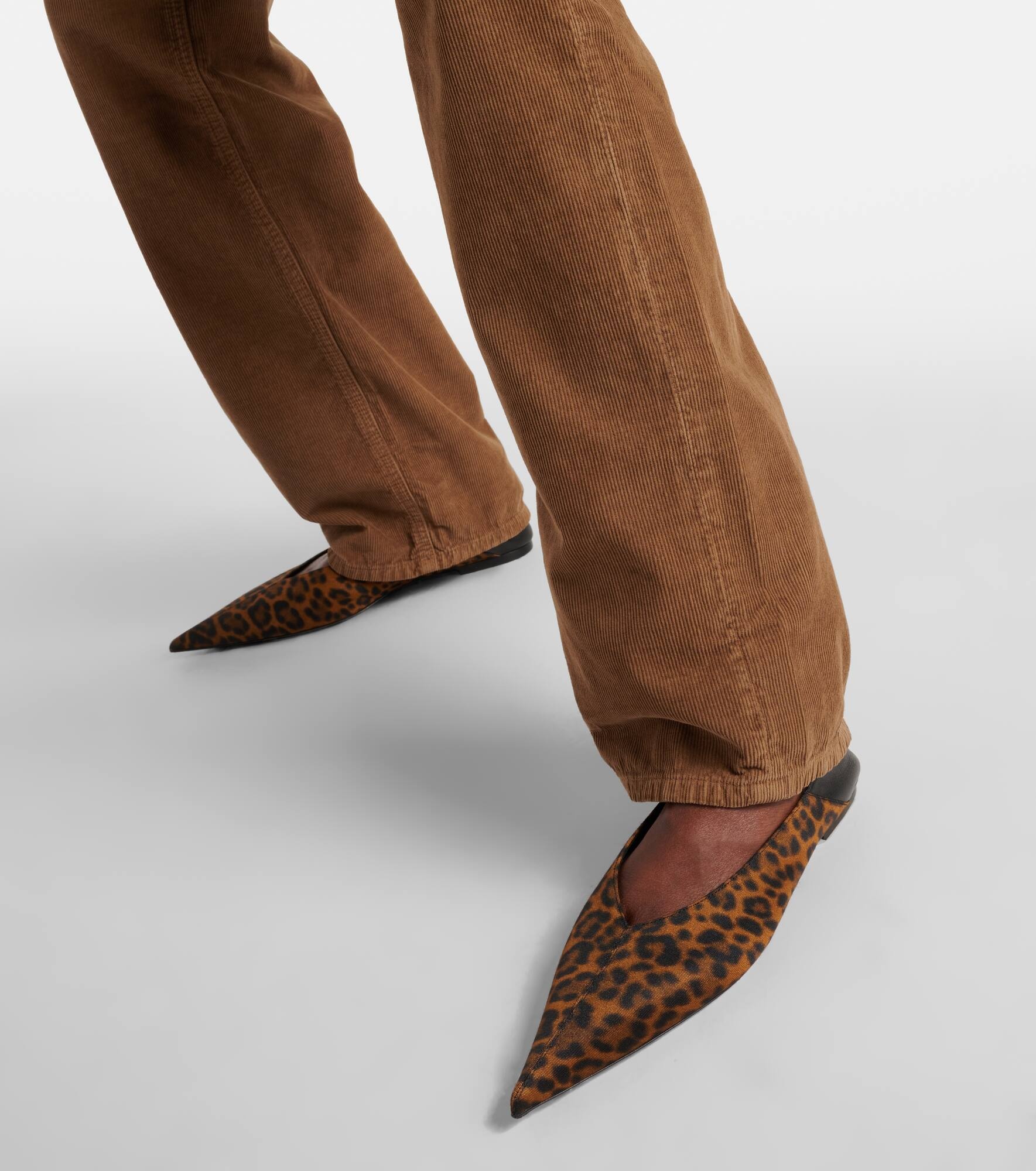 Nour leopard-print leather-trimmed mules - 4