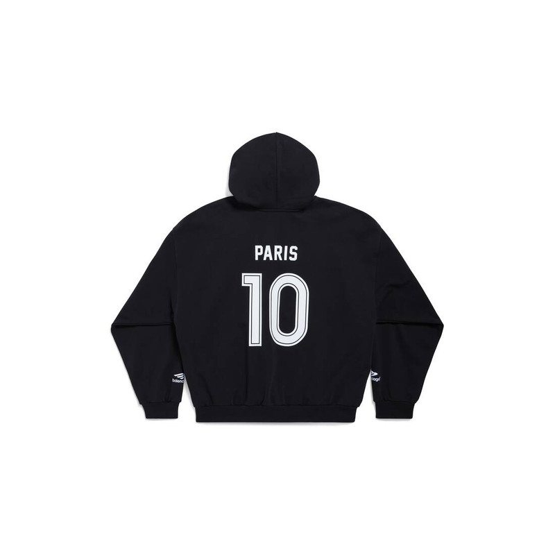BALENCIAGA Paris Soccer Zip-up Hoodie Medium Fit in Black/white