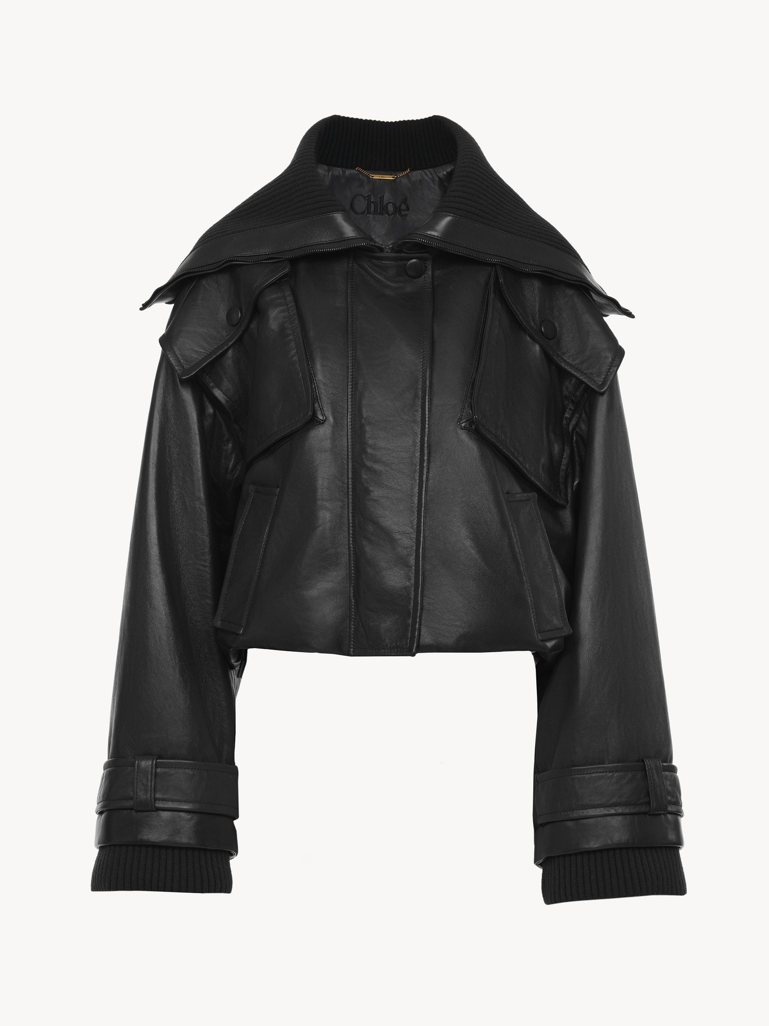 SHORT BOMBER JACKET IN SOFT LEATHER - 2