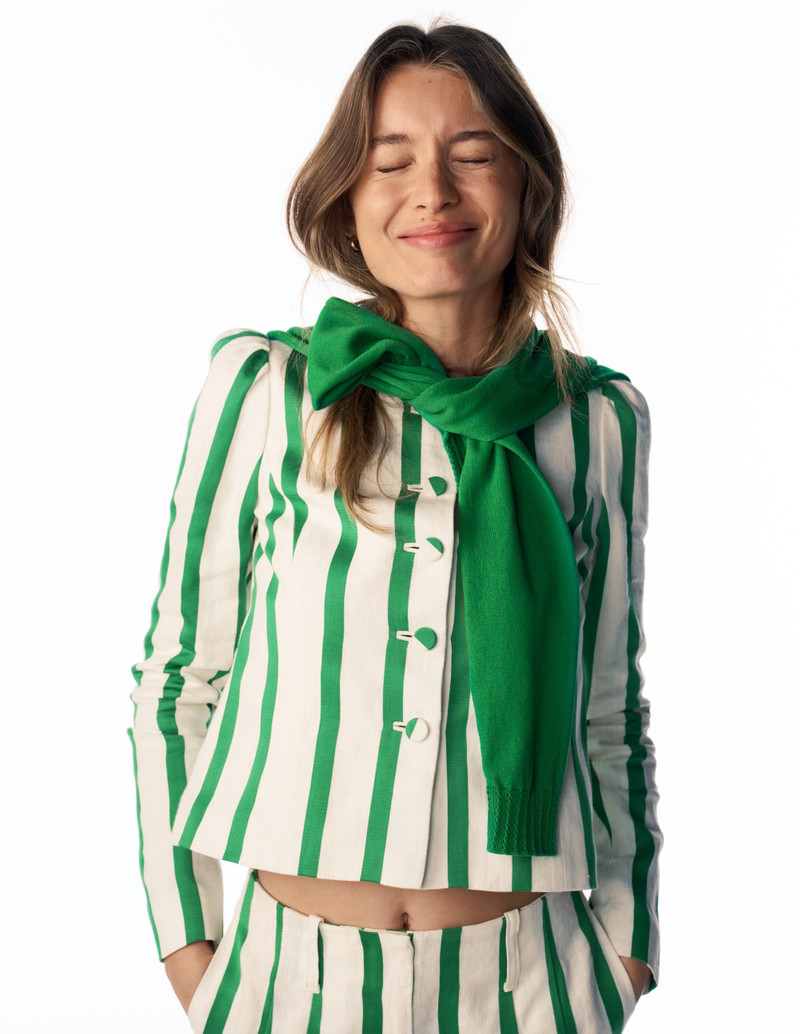 BODEN Salisbury Jacket-Ivory, Fresh Green Stripe outlook