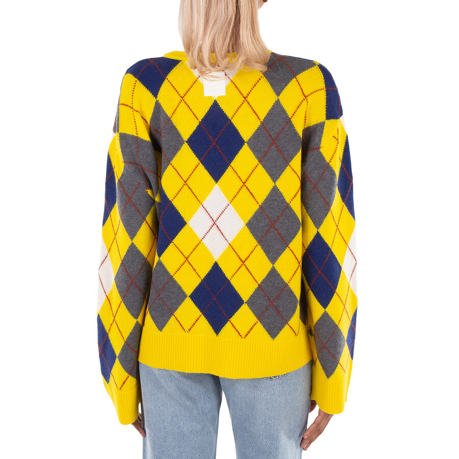 Loewe Argyle Ribbed Collar Knitted Jumper - 3