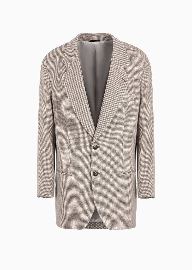 Single-breasted Heritage Line jacket in a two-tone cashmere and wool knit 1