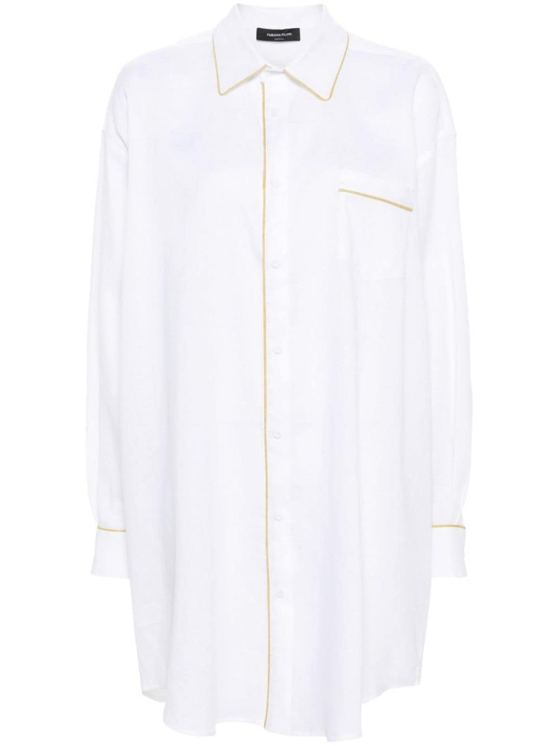 contrast-trim linen shirt 1