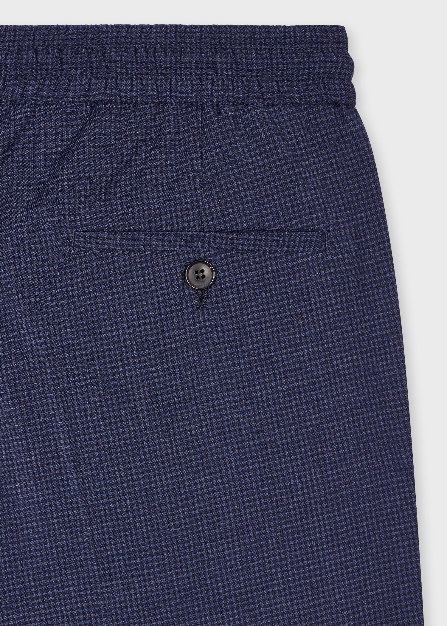 Navy Check Seersucker Drawstring Trousers - 2
