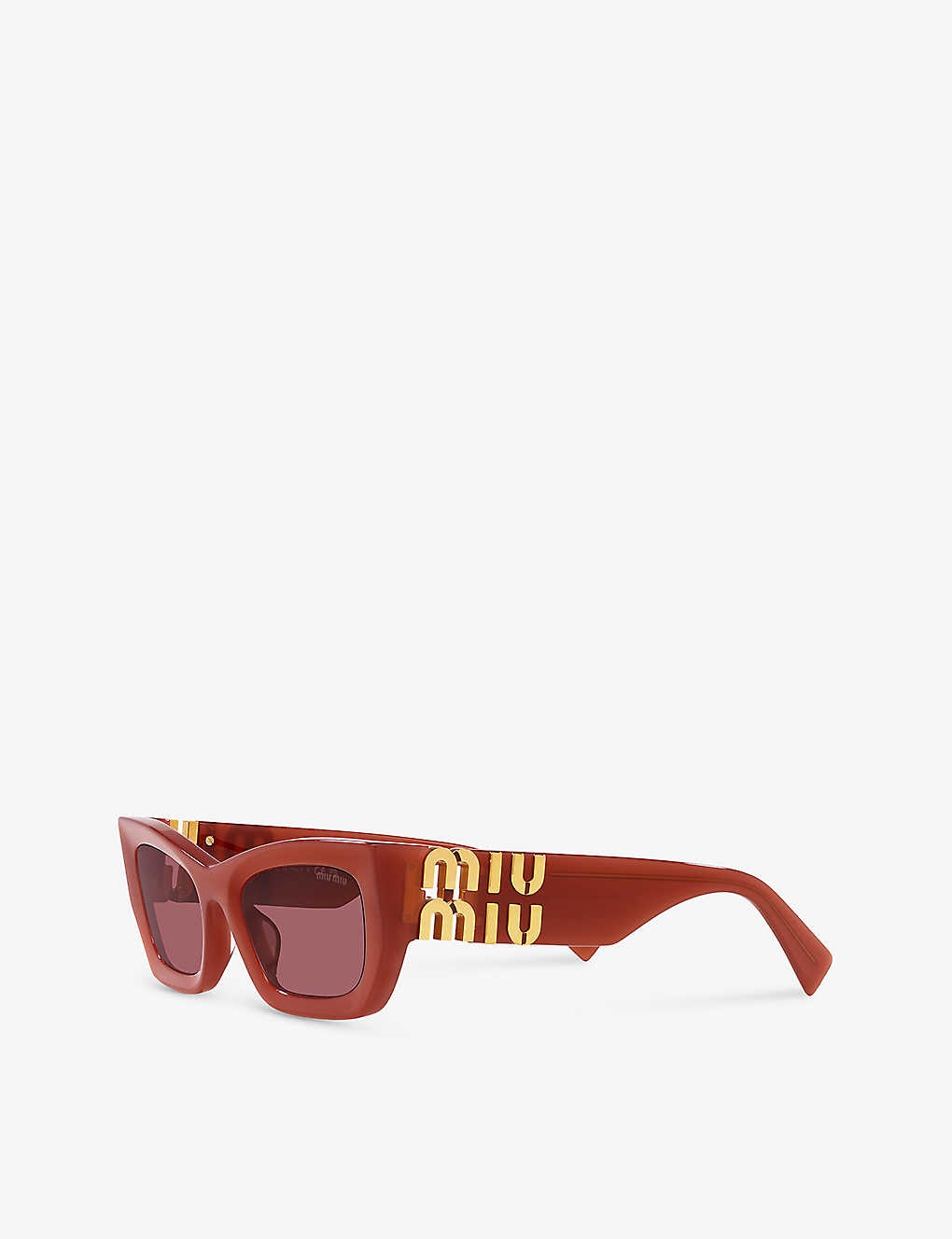 Miu Miu Mu 09ws Brand Embellished Rectangular Frame Acetate Sunglasses Reversible 