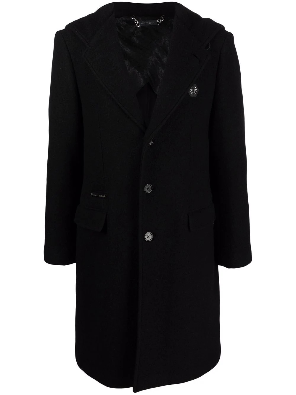 logo-patch mid-length coat - 1