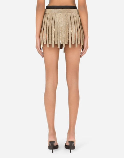 Dolce & Gabbana Crystal mesh miniskirt with fringing outlook