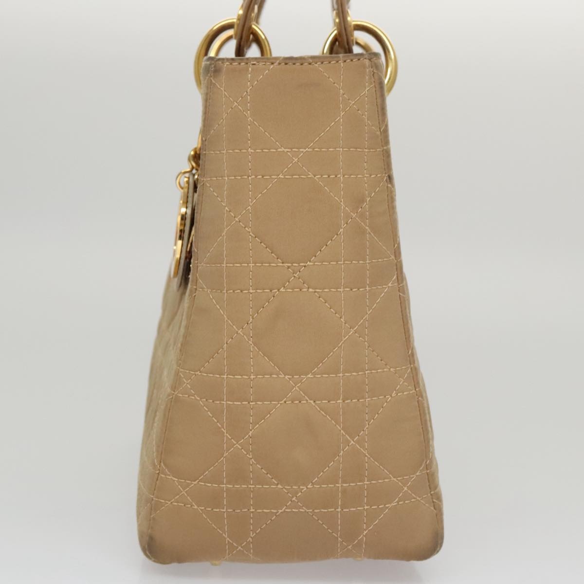 DIOR Canage Hand Bag Nylon Beige Gold - 4