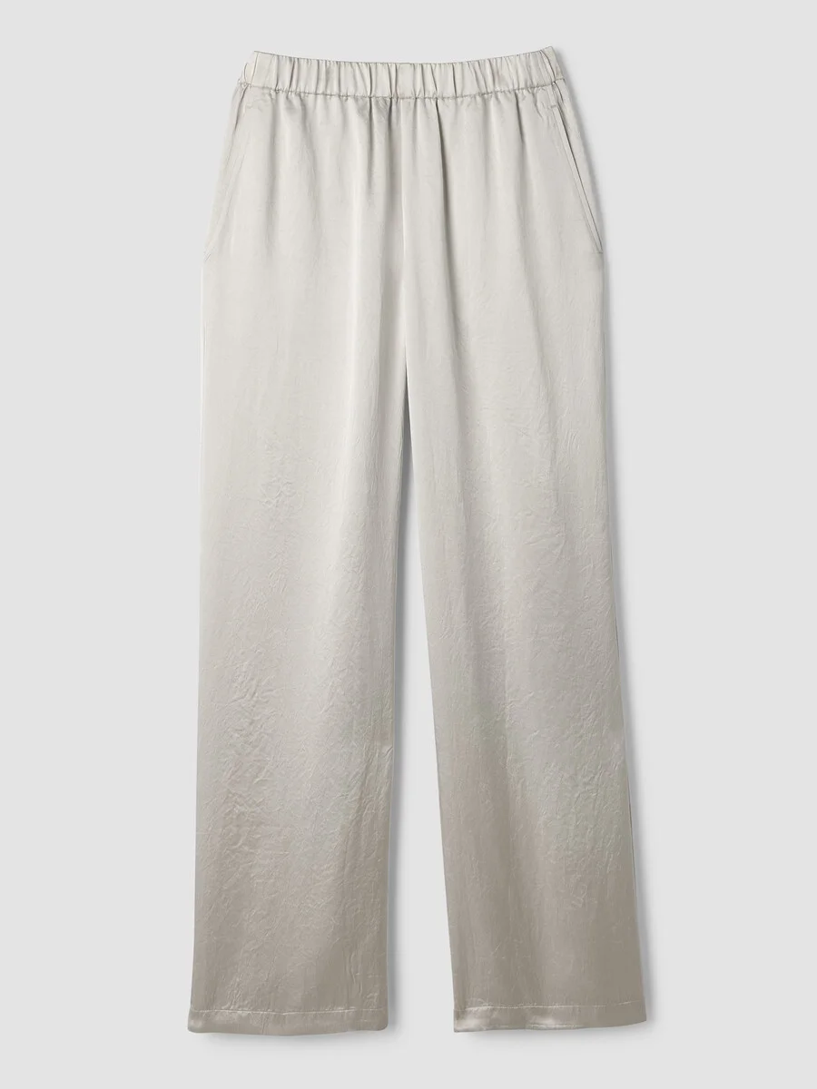 Textured Satin Straight Pant - 1