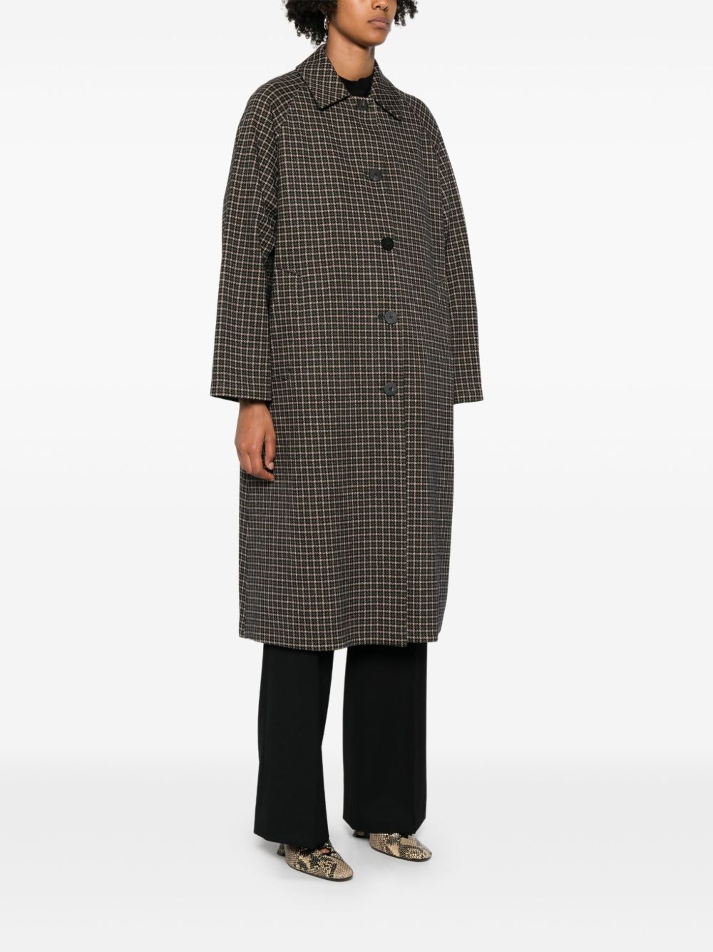 checked button coat - 3