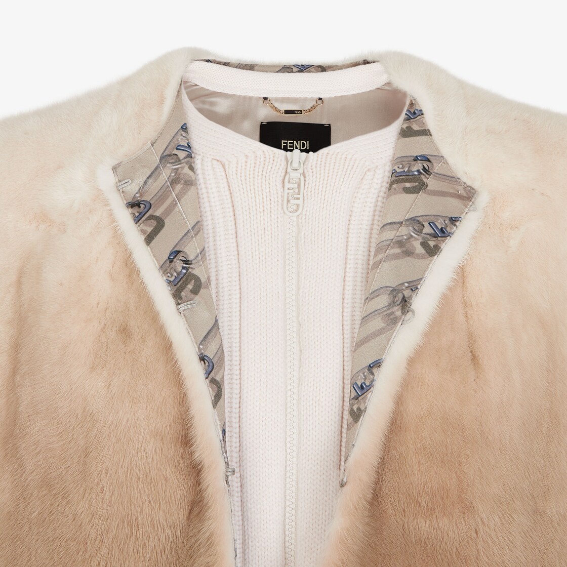 Cream graduated mink jacket - 4
