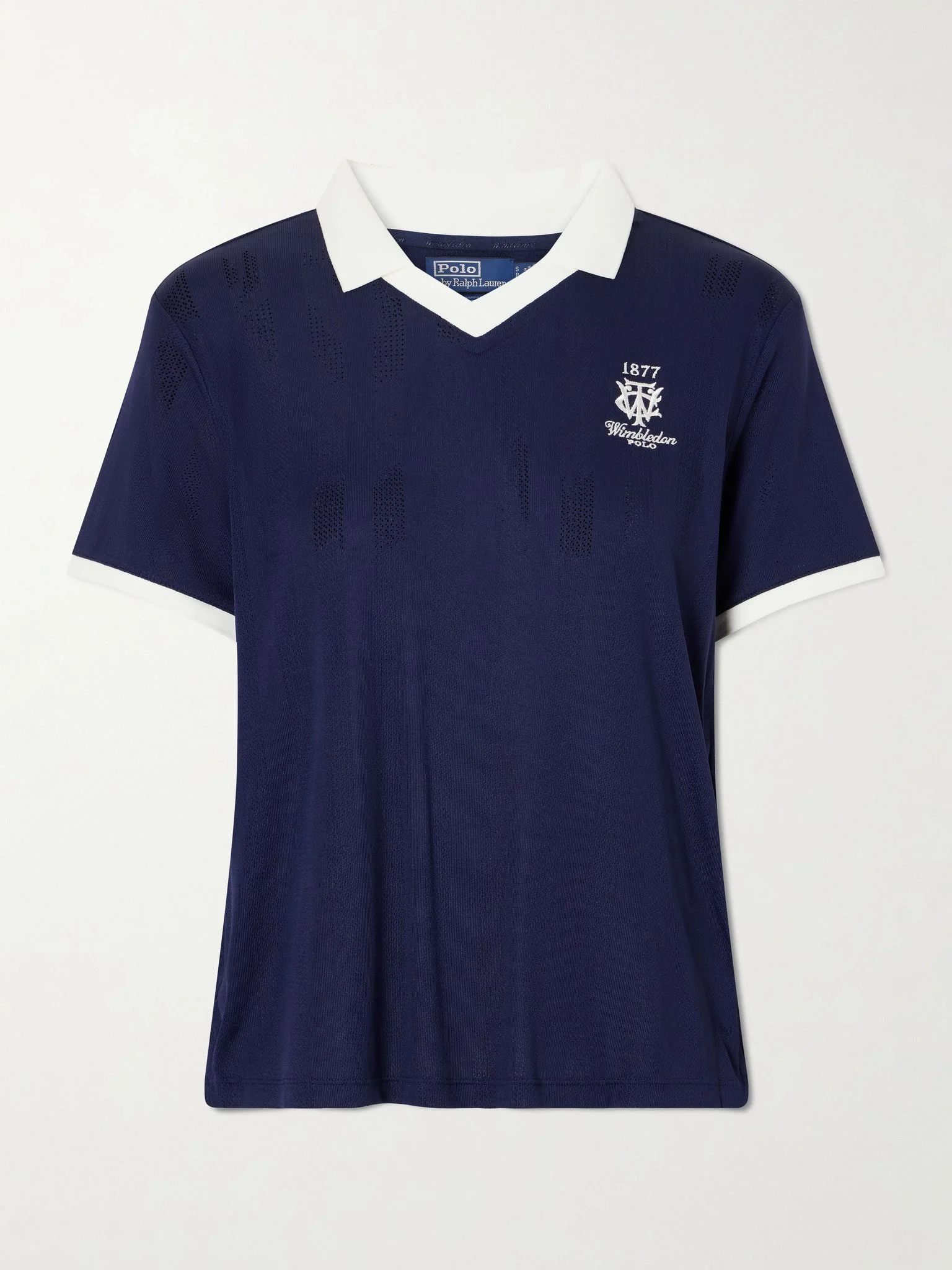 + Wimbledon logo-embroidered knit polo shirt Navy - 1