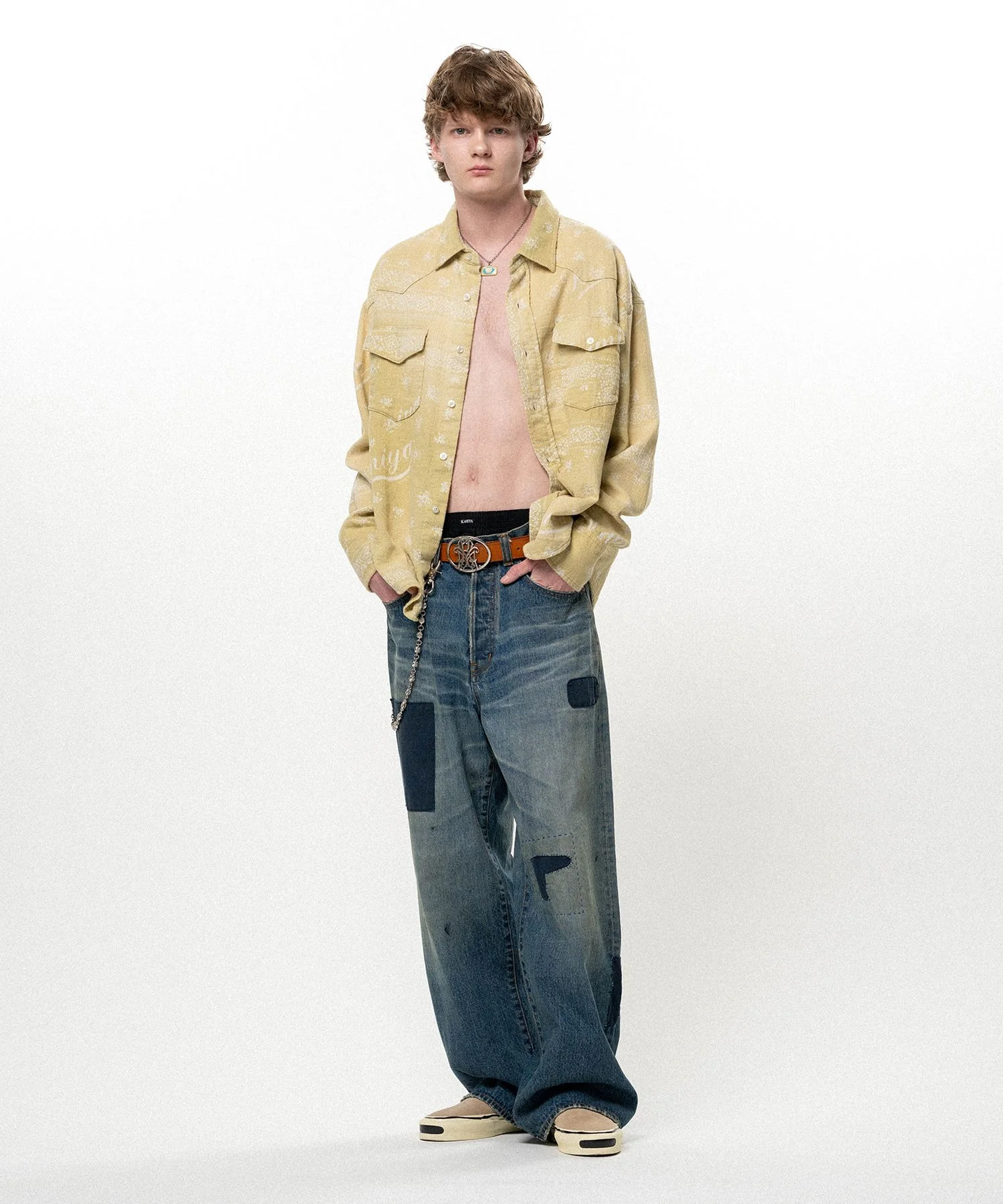 Repaired Baggy Denim Pants - 1