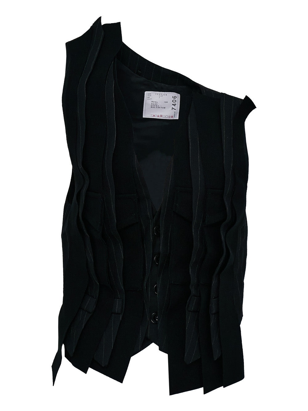 Chalk Stripe Wool Melton Vest - 1