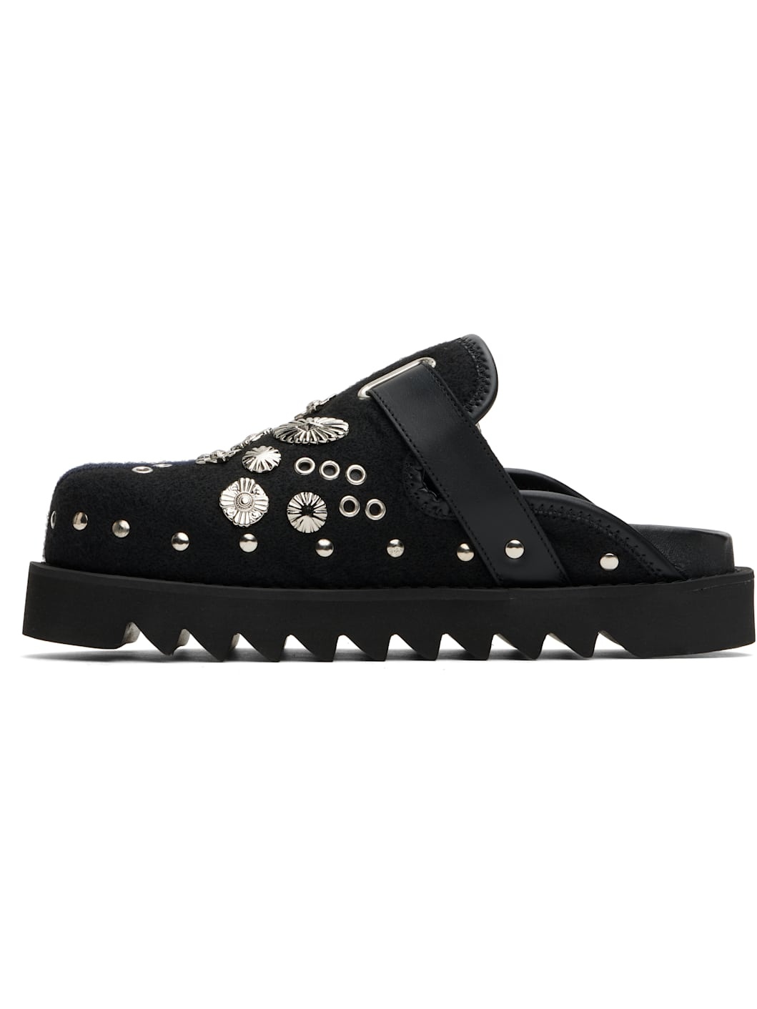 SSENSE Exclusive Black & Navy Eyelet Metal Sabot Loafers - 3