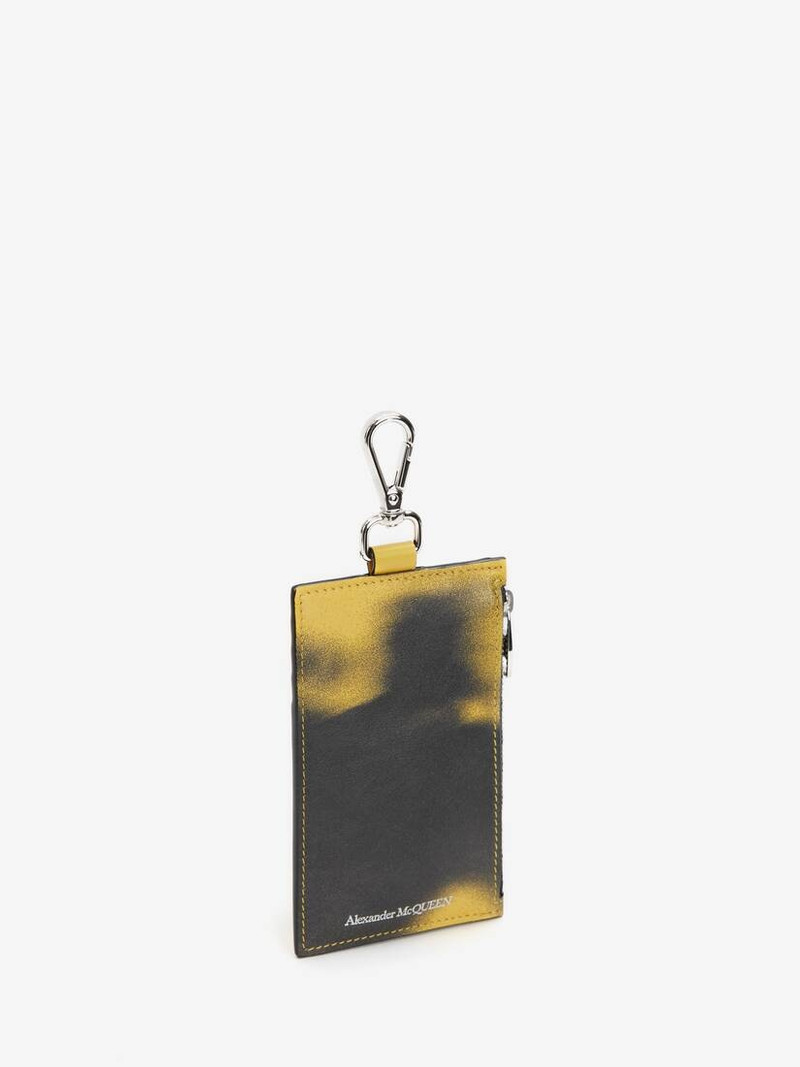 Alexander McQueen Men's Silhouette Card Holder in Pop Yellow/black outlook
