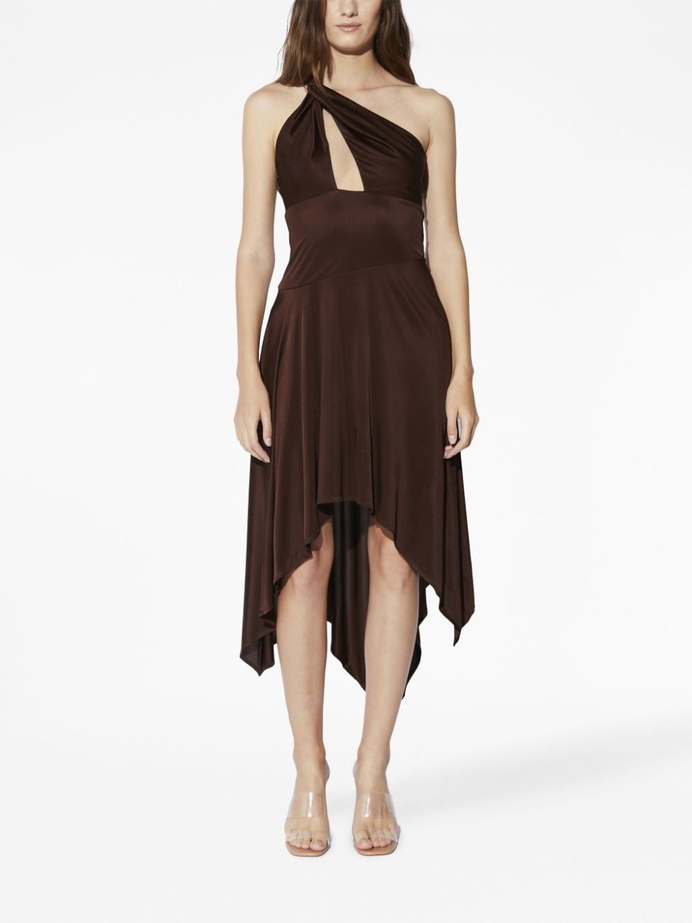 asymmetric one-shoulder midi dress - 2