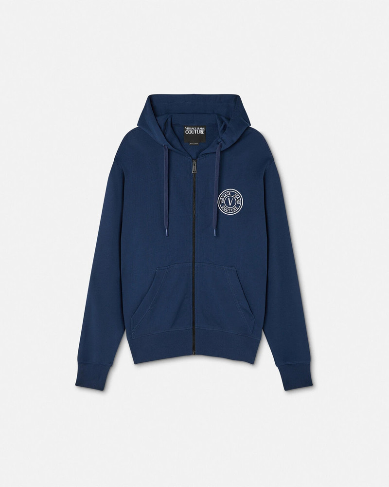 Embroidered V-Emblem Zip Hoodie - 1
