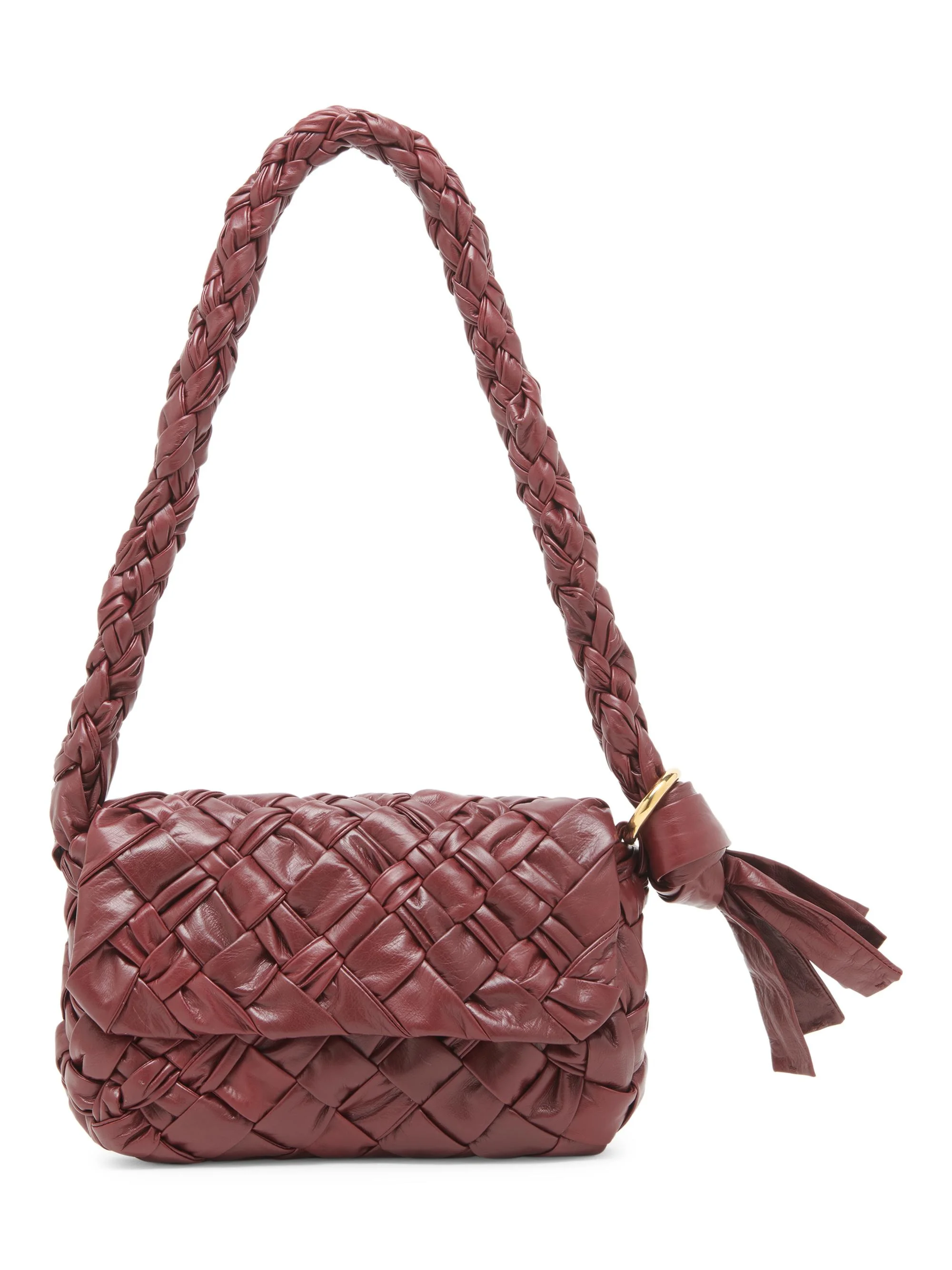 Women's Città Intrecciato Leather Shoulder Bag - Barolo - 1