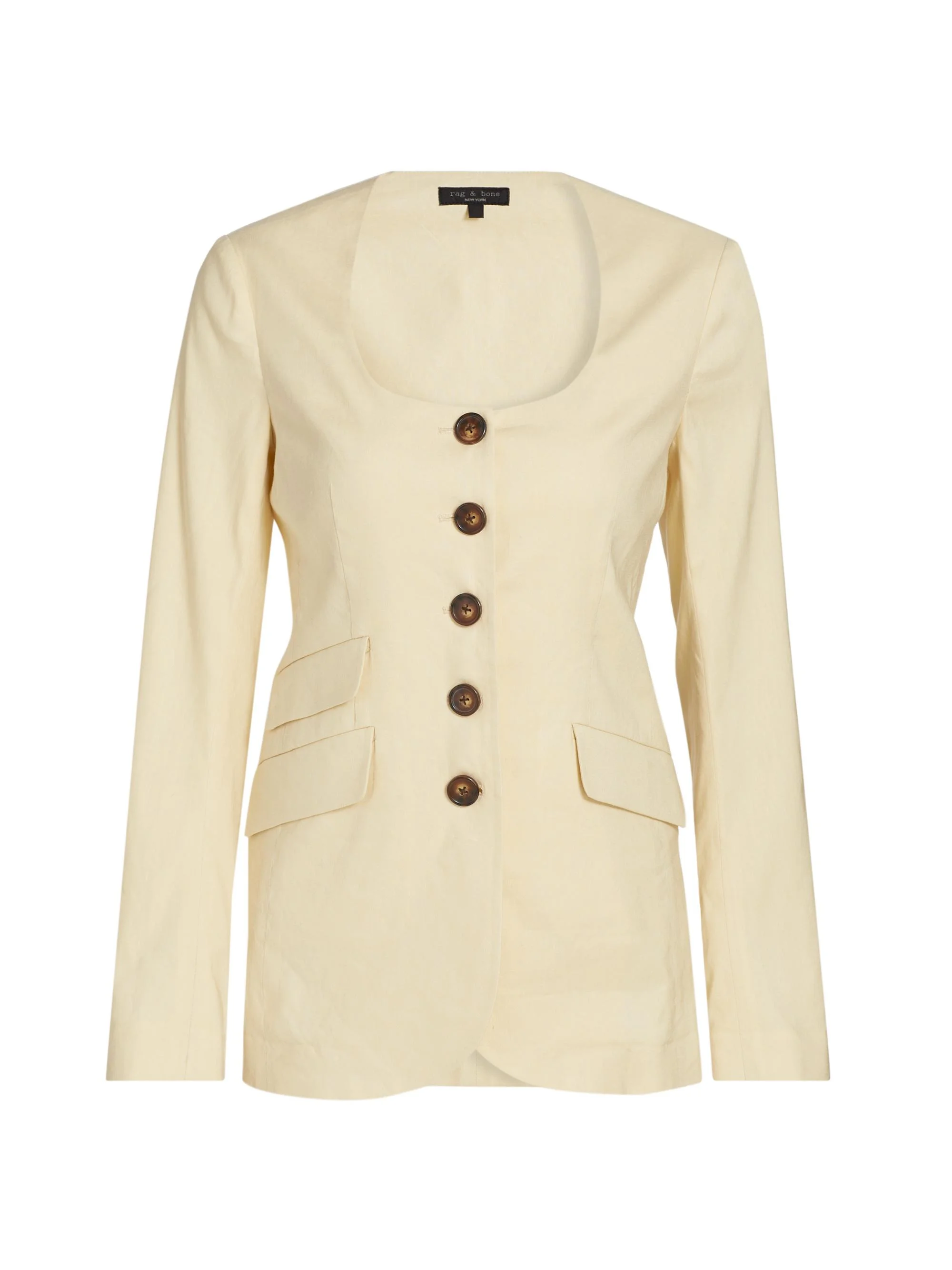Women's Roslyn Collarless Linen-Blend Blazer - Light Tan - 1