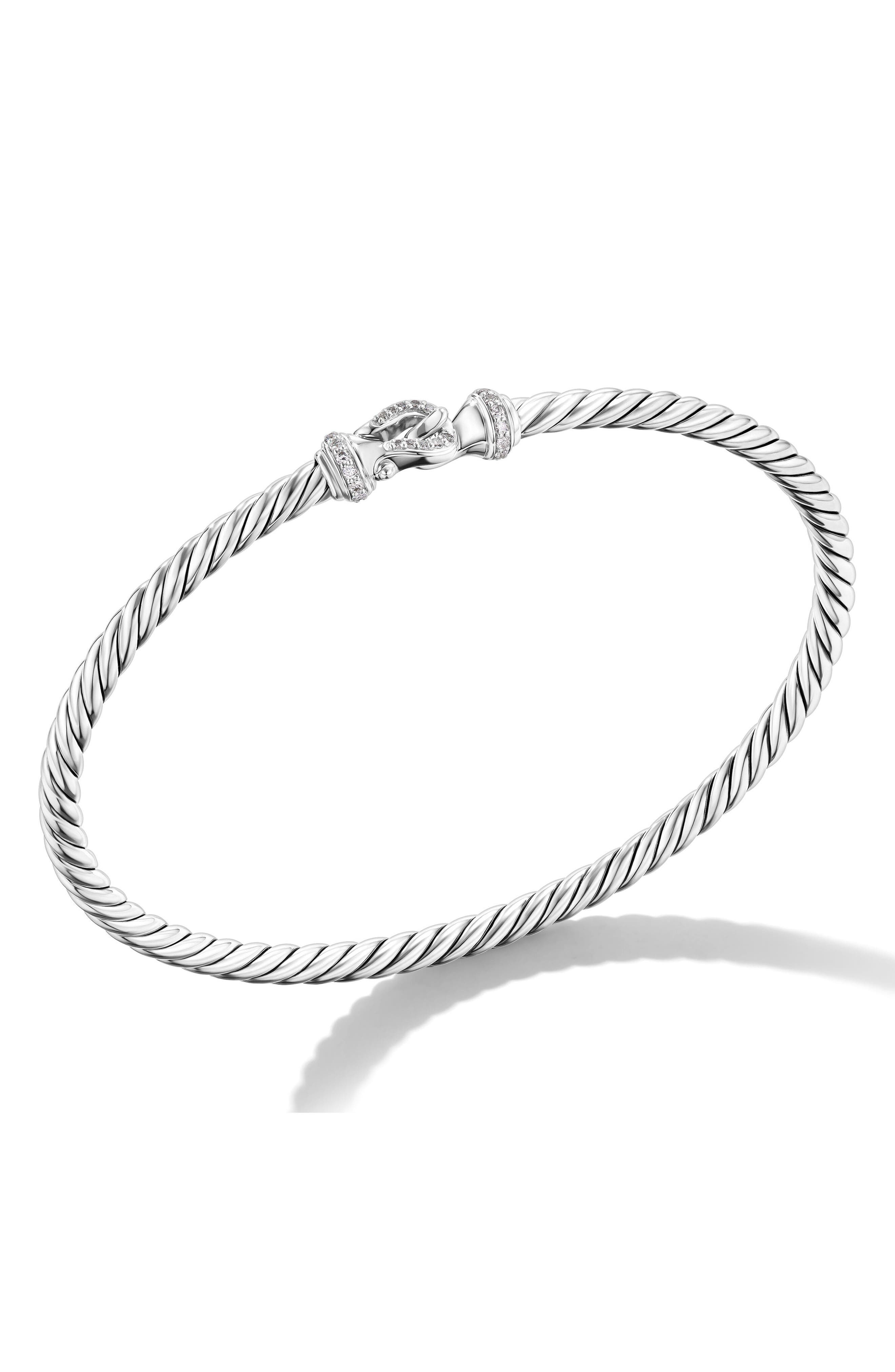 David Yurman Buckle Classic Cable Bracelet in Sterling Silver with Diamonds, 3mm at Nordstrom - 2