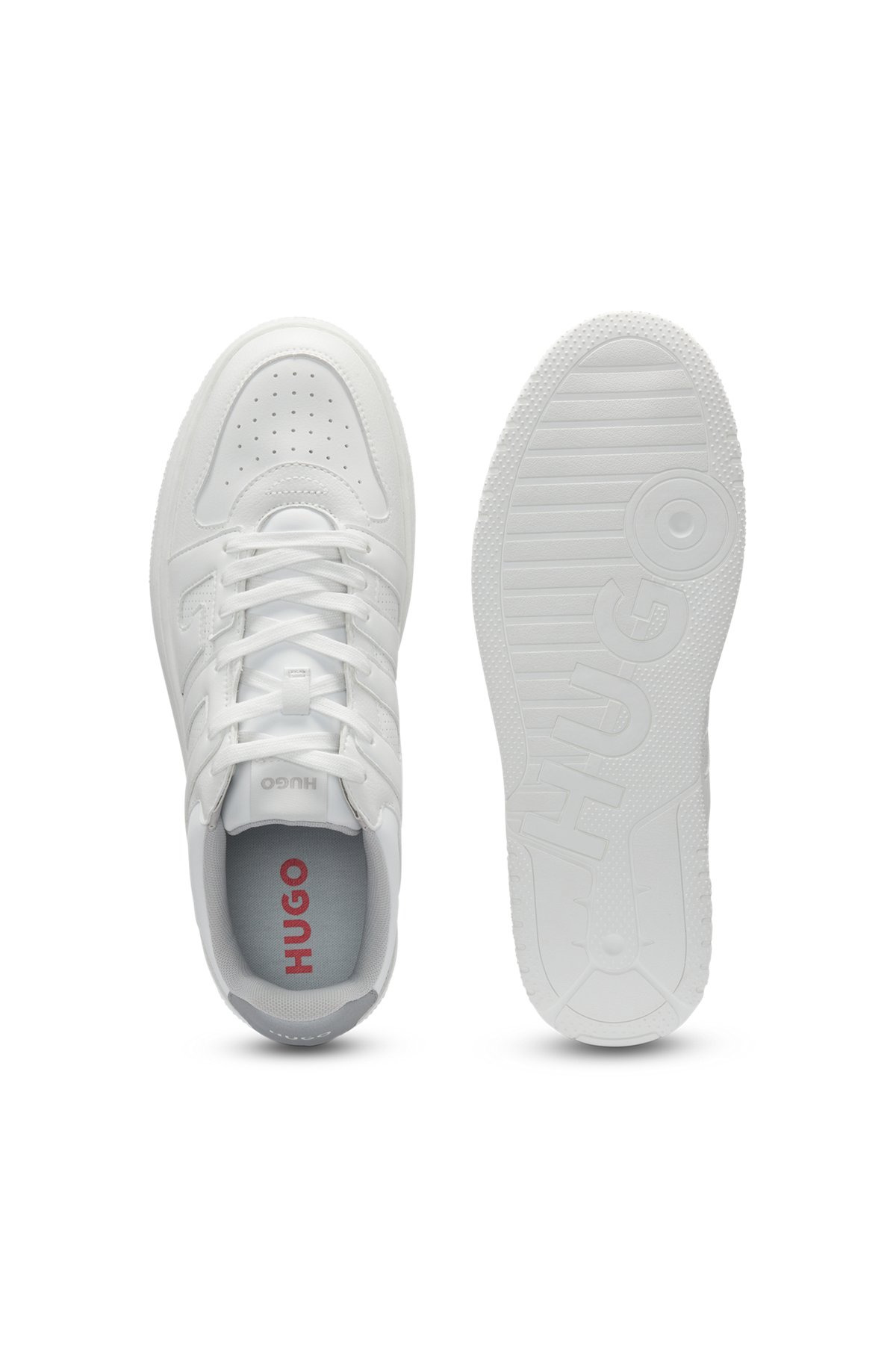 FAUX-LEATHER TRAINERS WITH LOGO UPPERS - 4