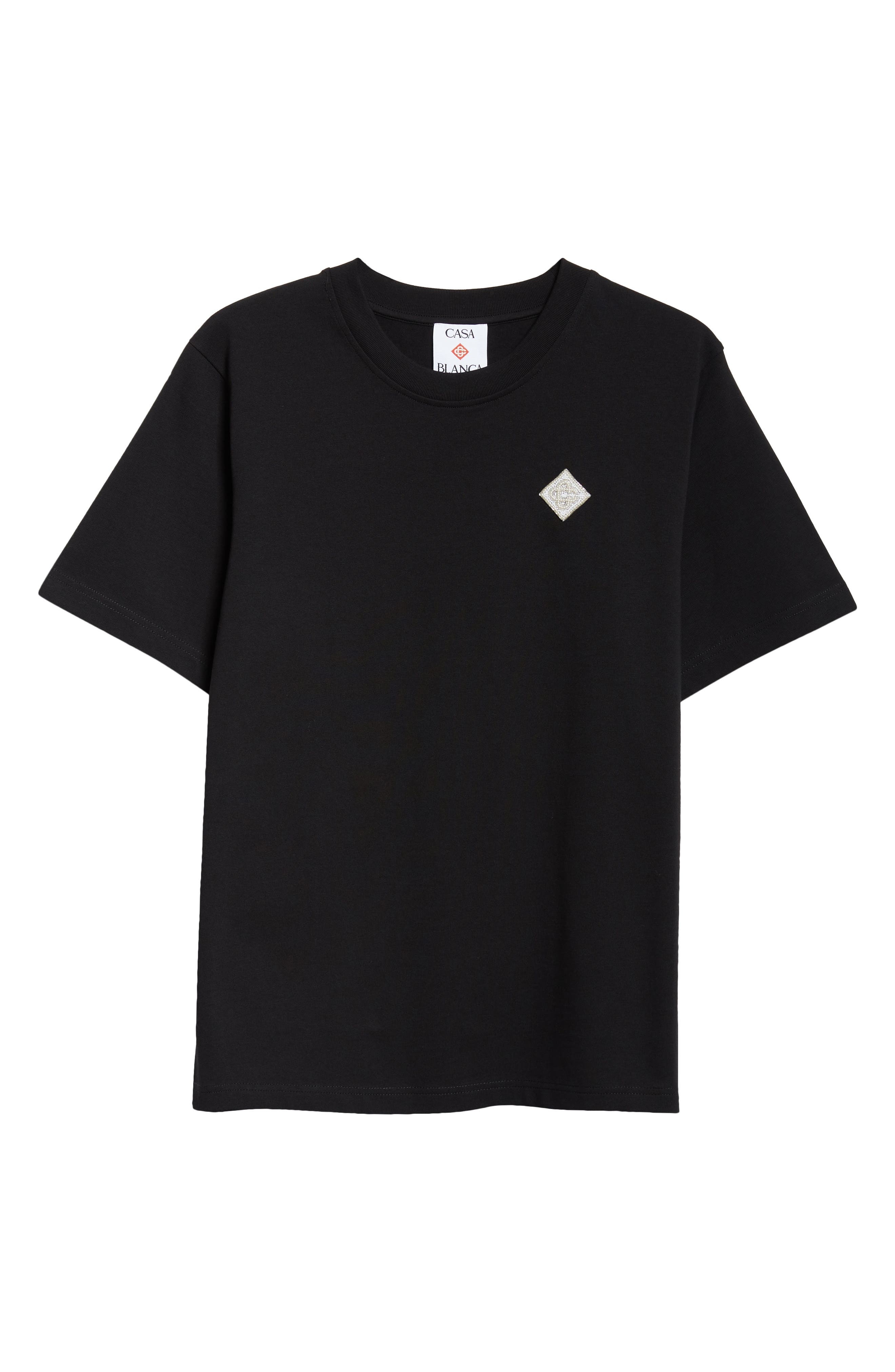 Casablanca Faux Pearl Embellished Diamond Patch Logo T-Shirt in Pearl Diamond Patch at Nordstrom - 5