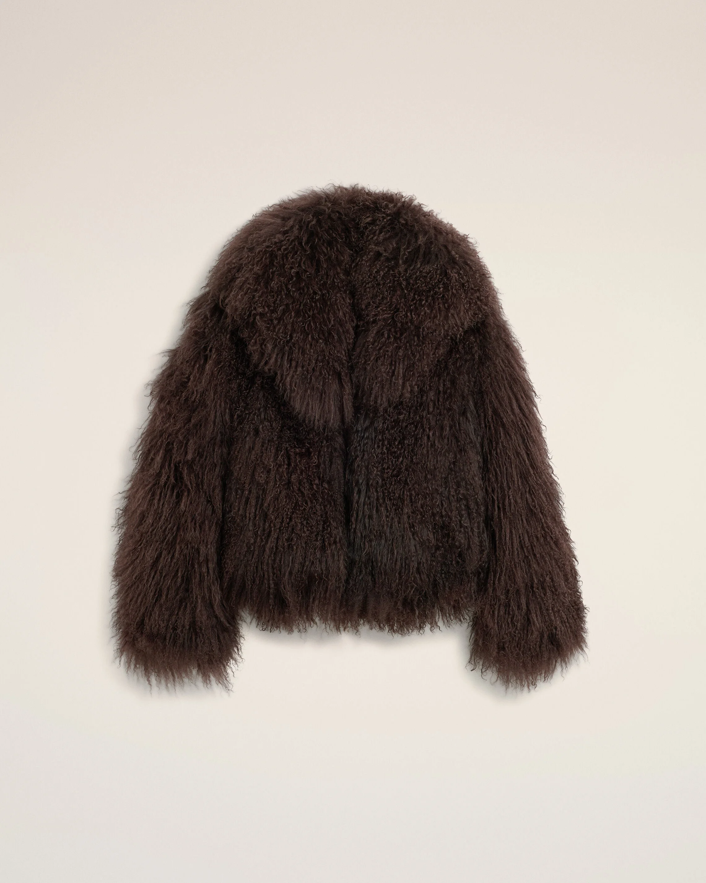 BROWN LAMB SHEARLING SHORT JACKET - 1