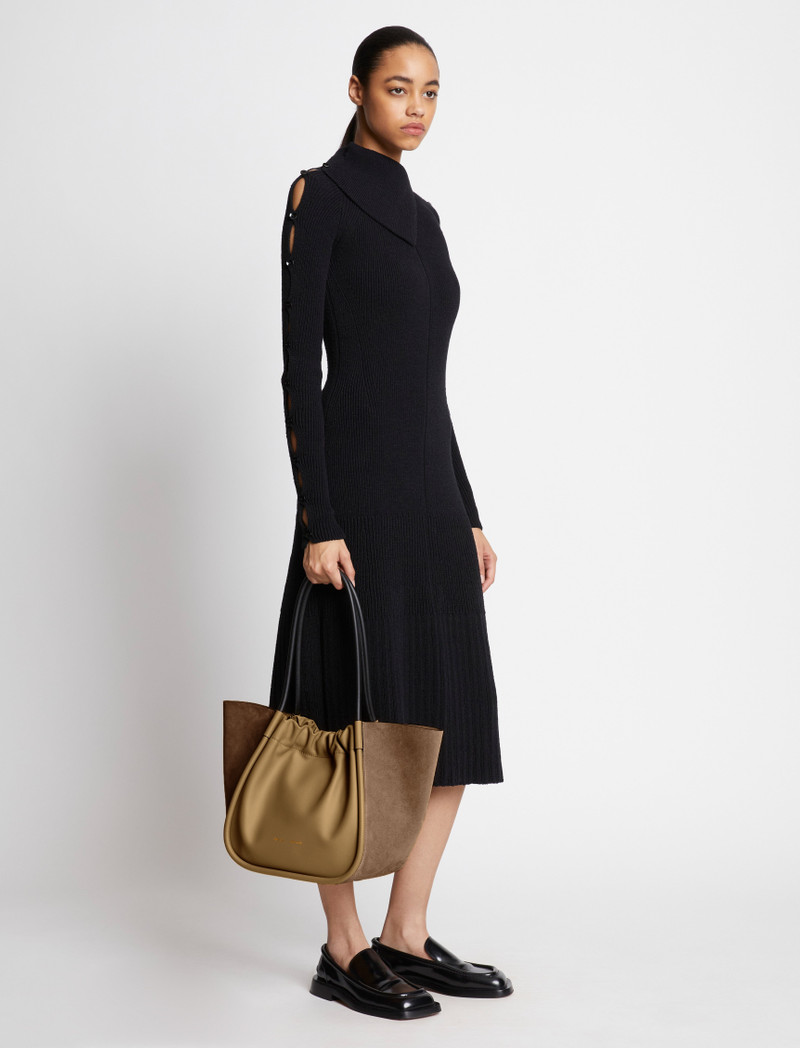 Large Suede Ruched Tote 2