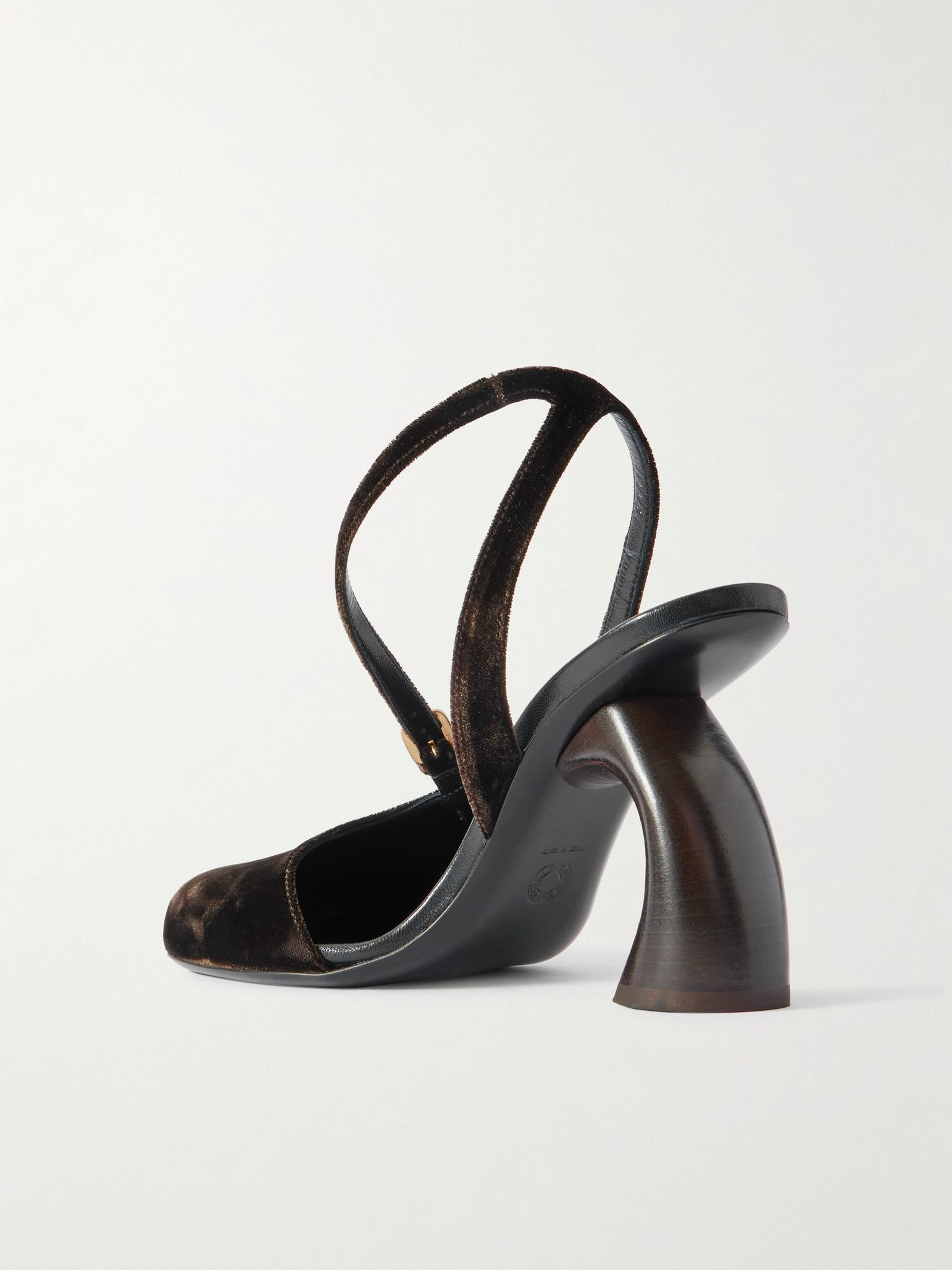 Velvet slingback pumps Dark brown - 3